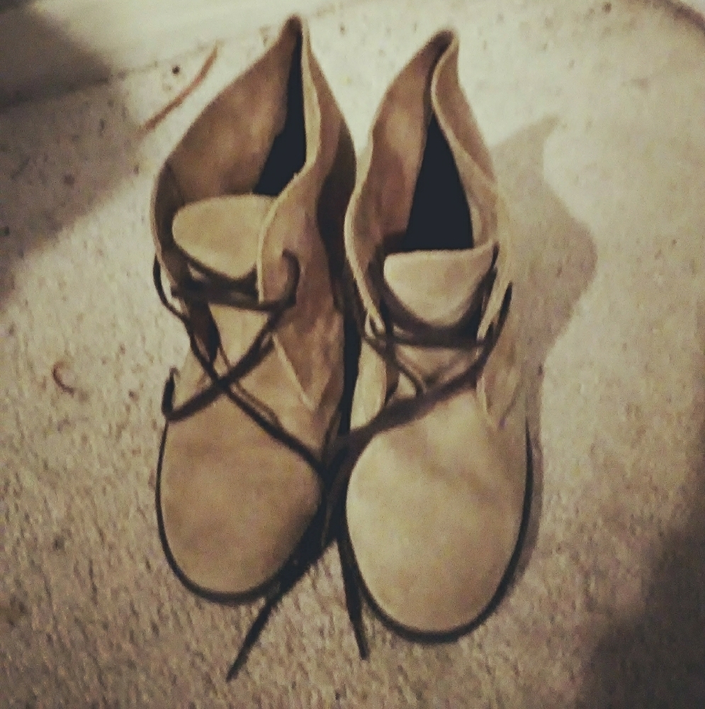 Genuine leather wedge boots